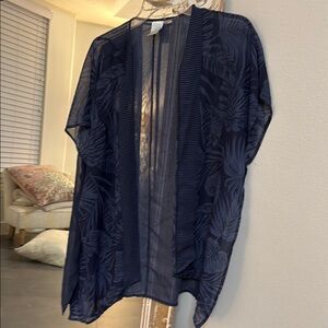Kona Sol Blue Kimono Swim Coverup with Silky Texture